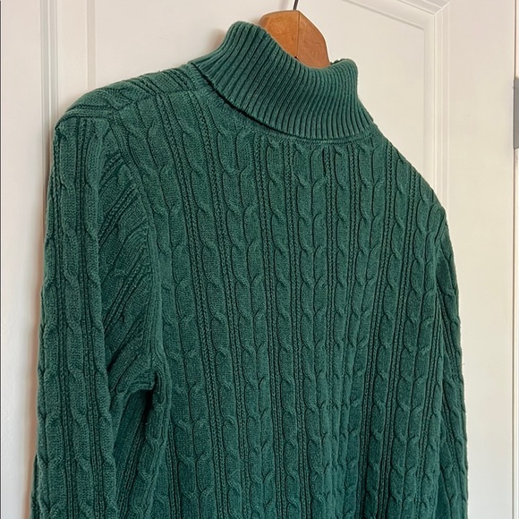 St John Bay Green Turtleneck Cable Knit Sweater Large - Picture 5 of 6